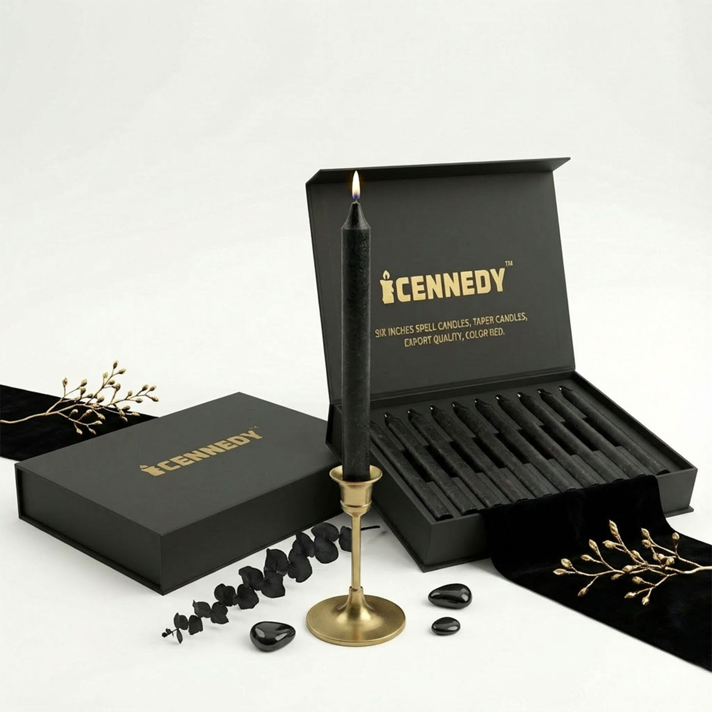 10 Pcs Hand Poured 6" Black Candles  – For Negativity Removal Spell  - Export Quality