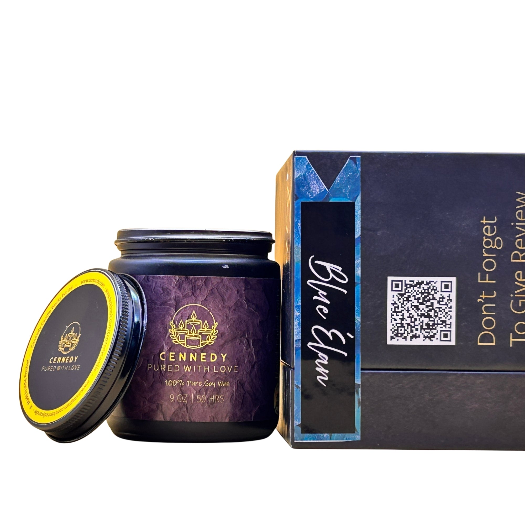 Blue Elan luxury jar candle, round aqua mint fragrance, meditation.