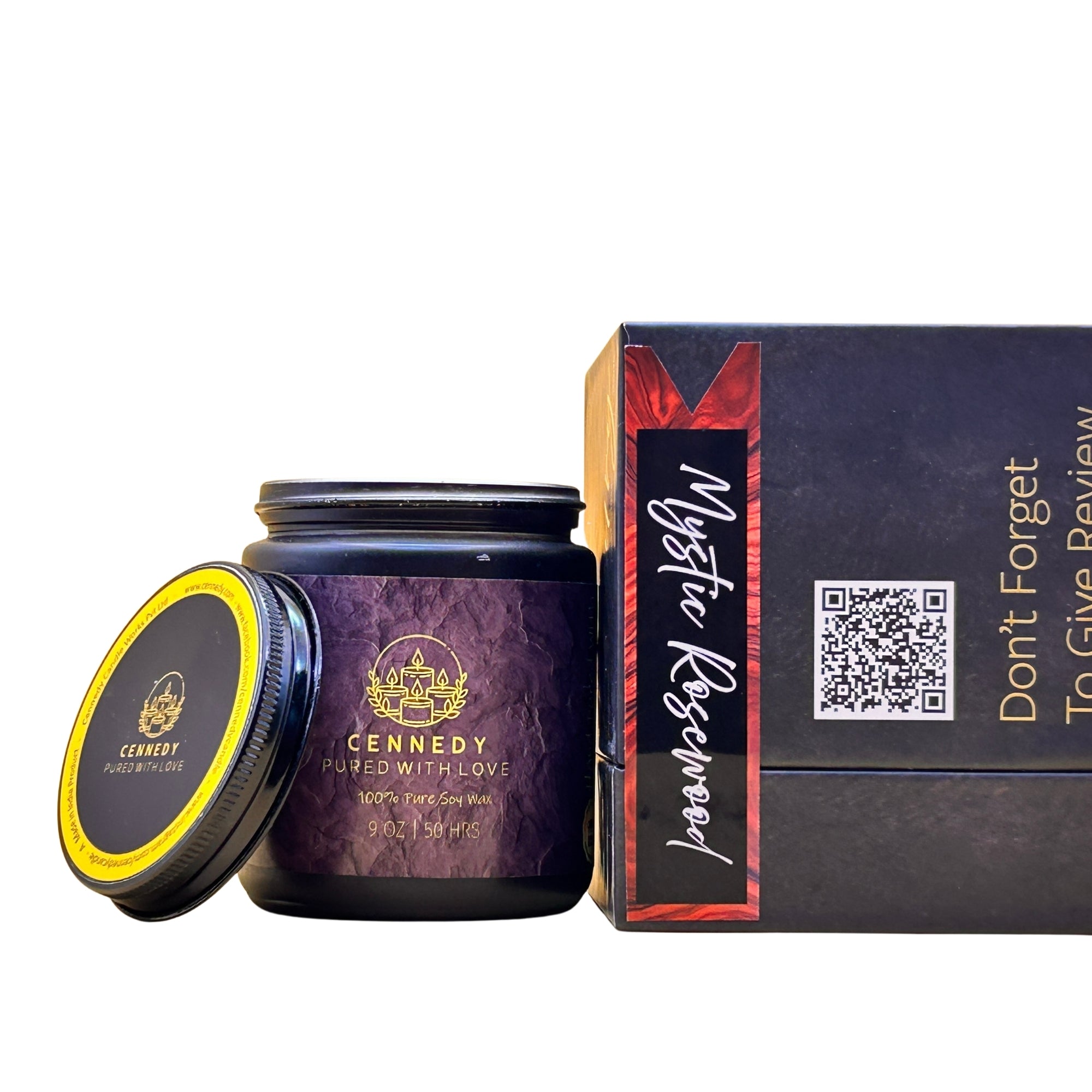 Mystic Rosewood amber jar candle, circular design, oudh rose fragrance, gifting.