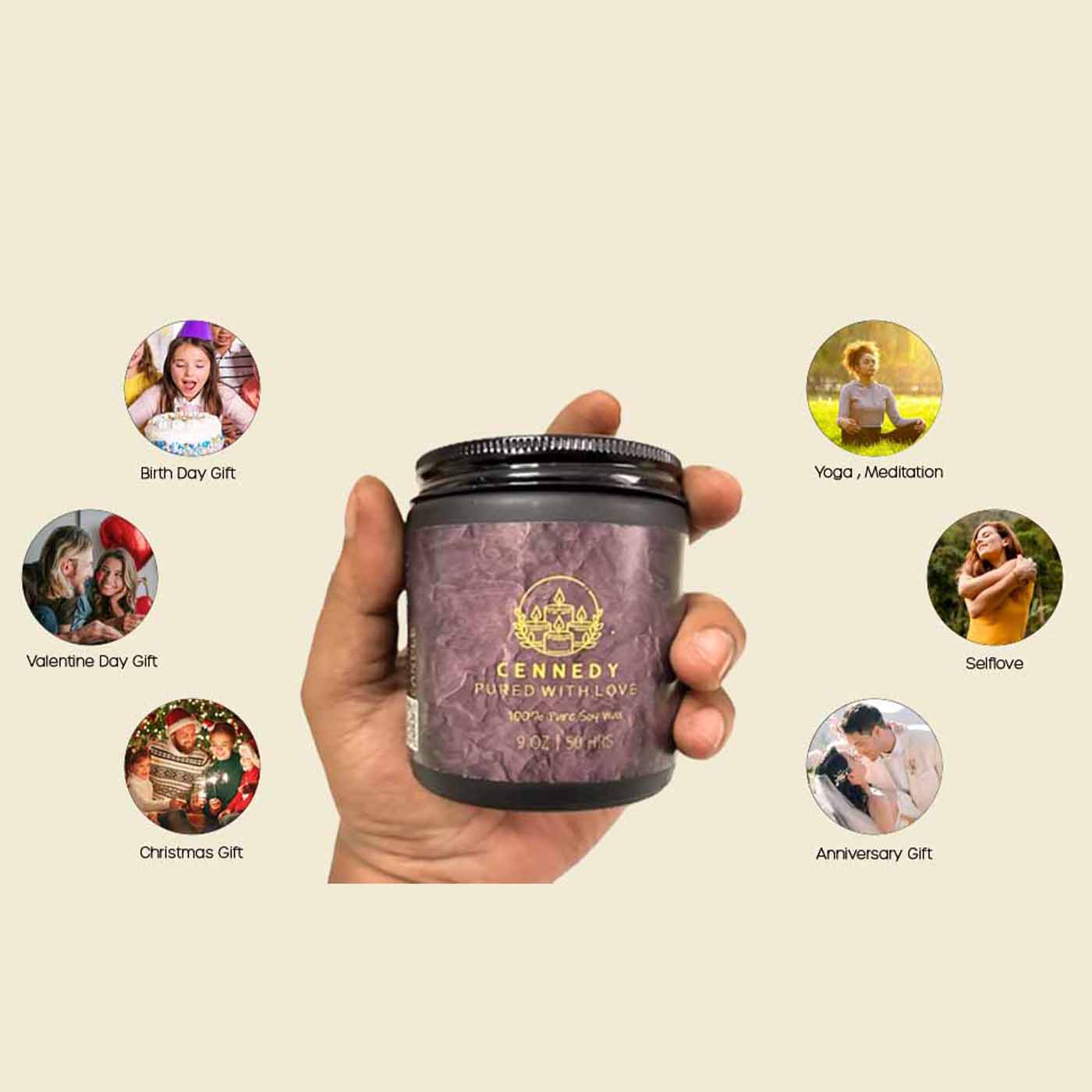 Indian Sandalwood Luxury Scented Candle for Meditation, Spa, Birthday & Luxury Gift