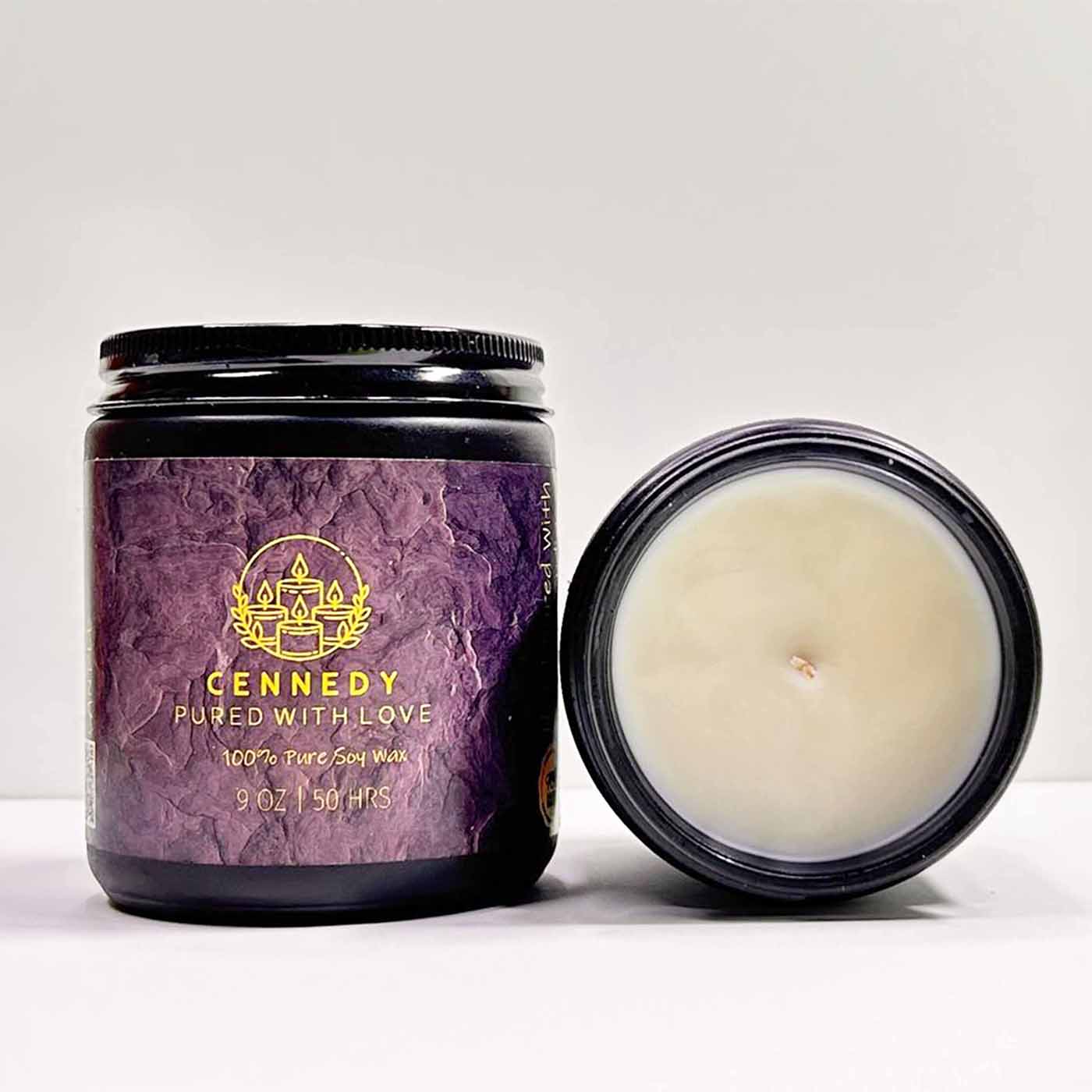 Apple Cinnamon luxury amber candle, soothing fragrance for meditation sessions.