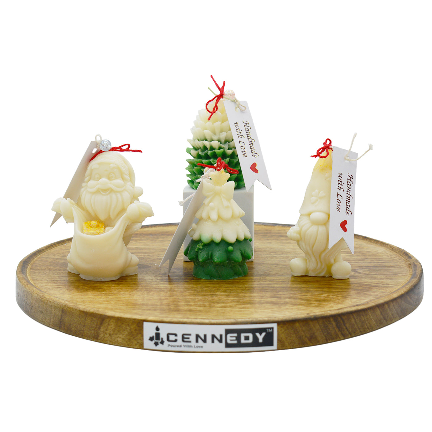 Decorative Christmas candles, soy wax lavender-chamomile scent for gifting.