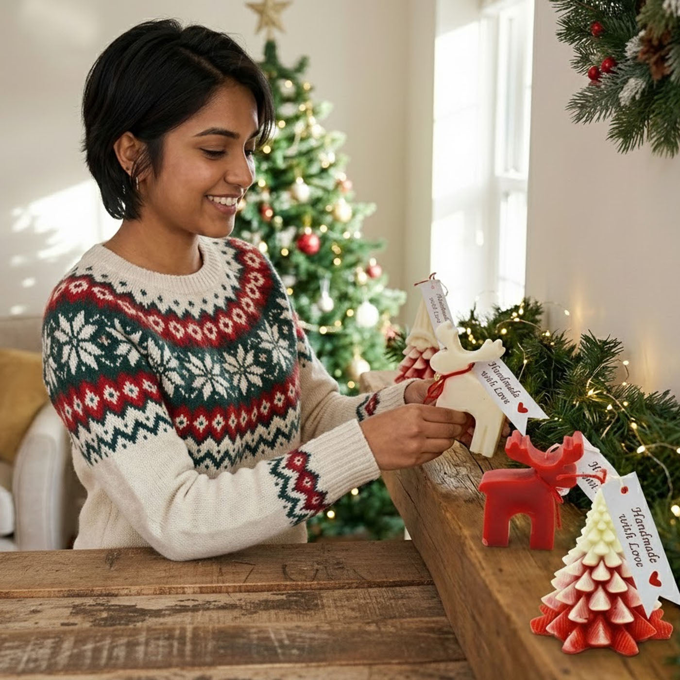 Handmade Christmas Candles Set Lavender Chamomile Premium Gift