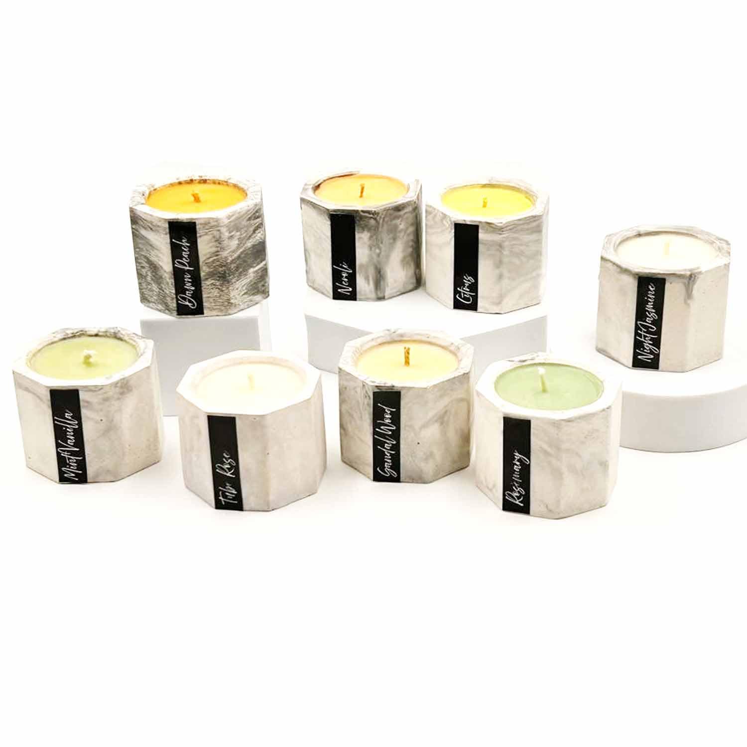 Premium Soy Wax Cement Jar Candle Set – 8-Piece Gift Box | Garden Symphony