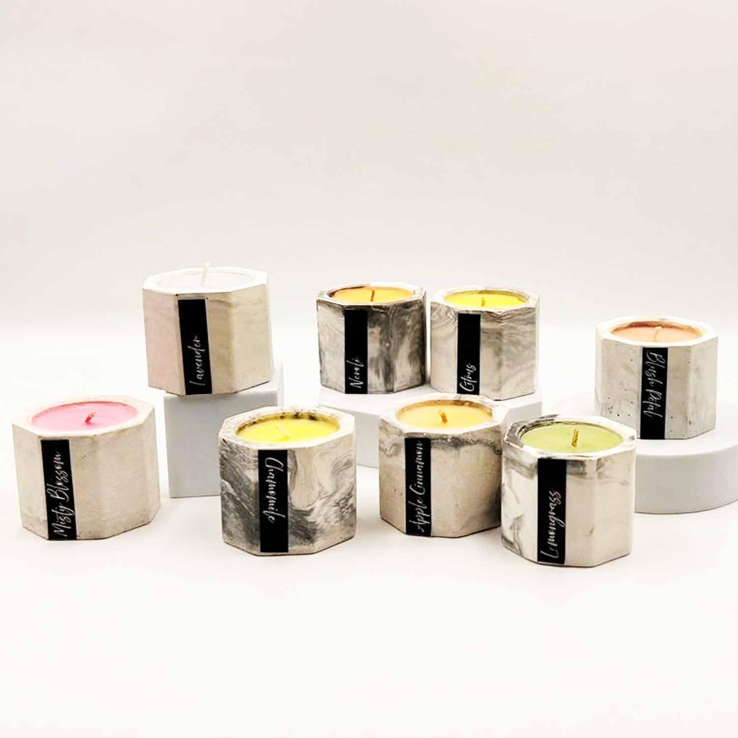 Luxury Soy Wax Cement Jar Candle Set – 8-Piece Golden Serenity Gift Box