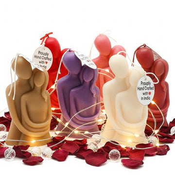 Romantic Hug Couple candle, artistic figure, soothing aroma for gifting.