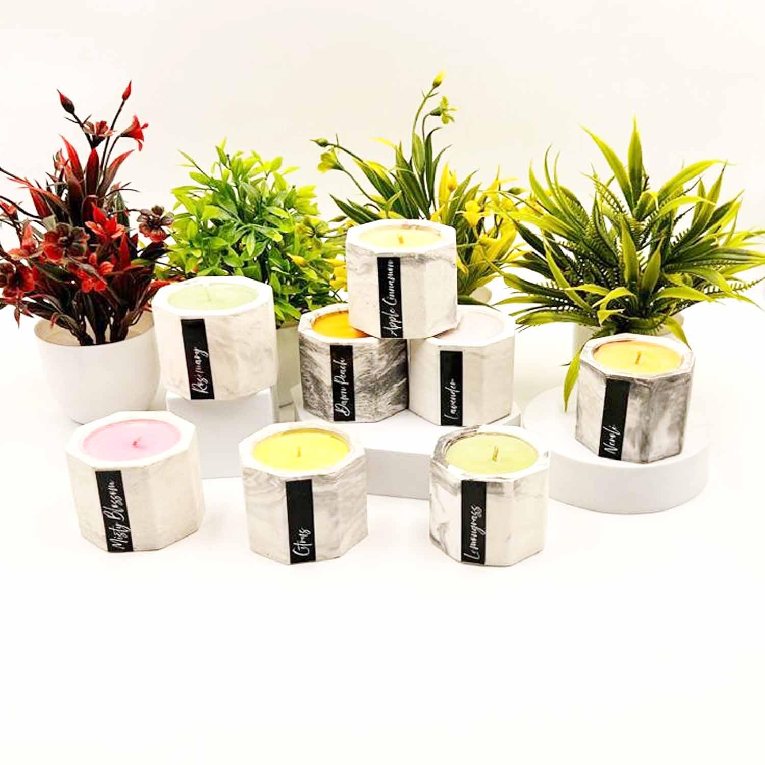 Long-Lasting Soy Wax Cement Jar Candle Set – 8 pcs Floral Citrus Gift Pack