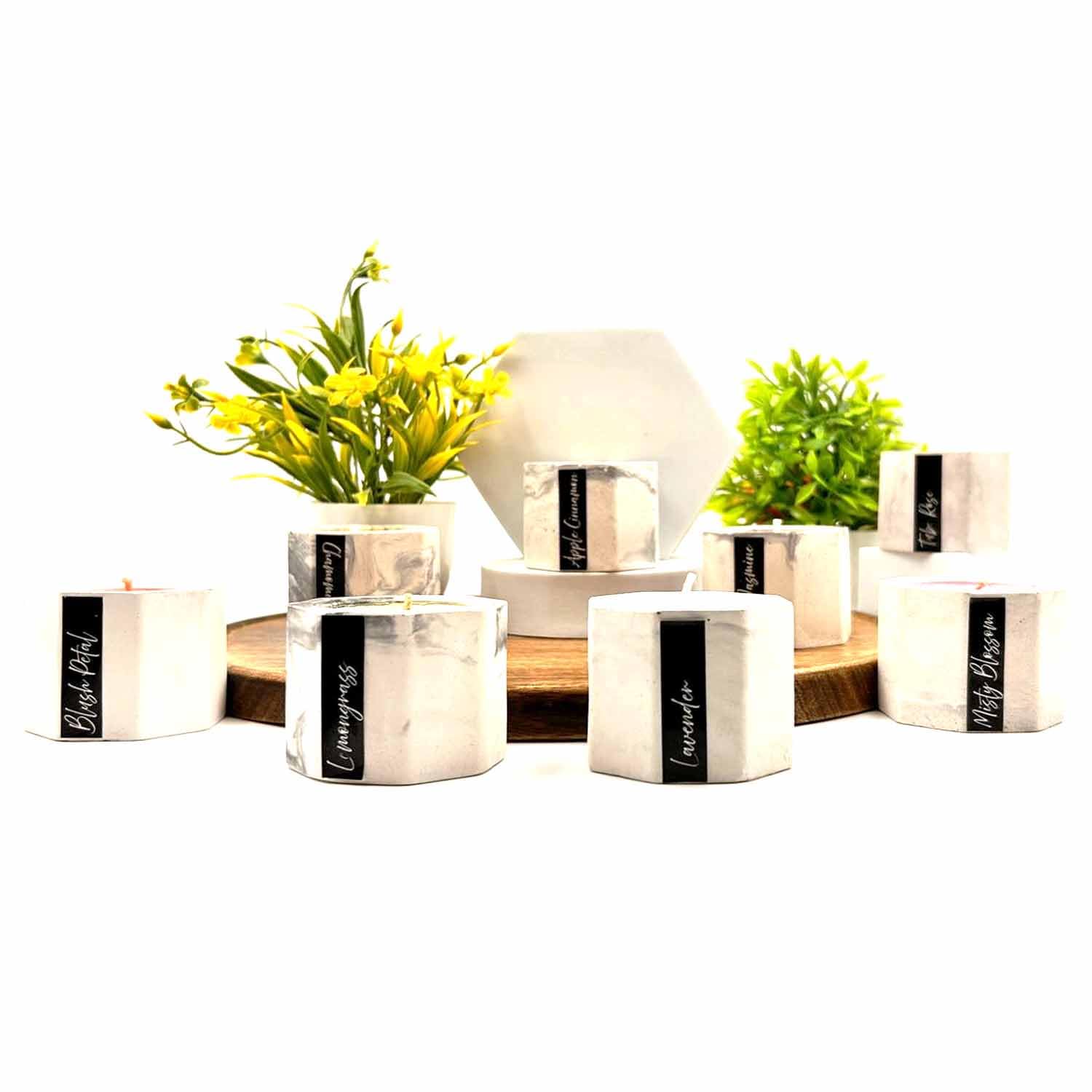 Premium Soy Wax Cement Jar Scented Candle Gift Set – Whispers of Eden (8 Pieces)