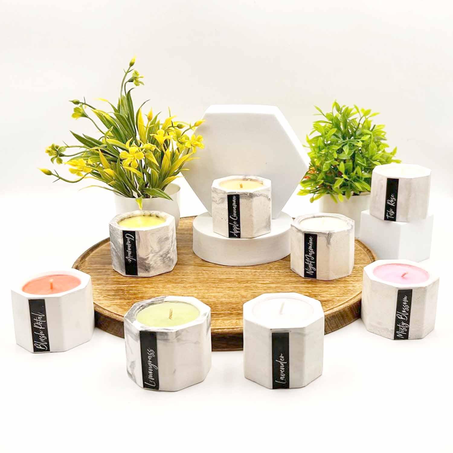 Premium Soy Wax Cement Jar Scented Candle Gift Set – Whispers of Eden (8 Pieces)
