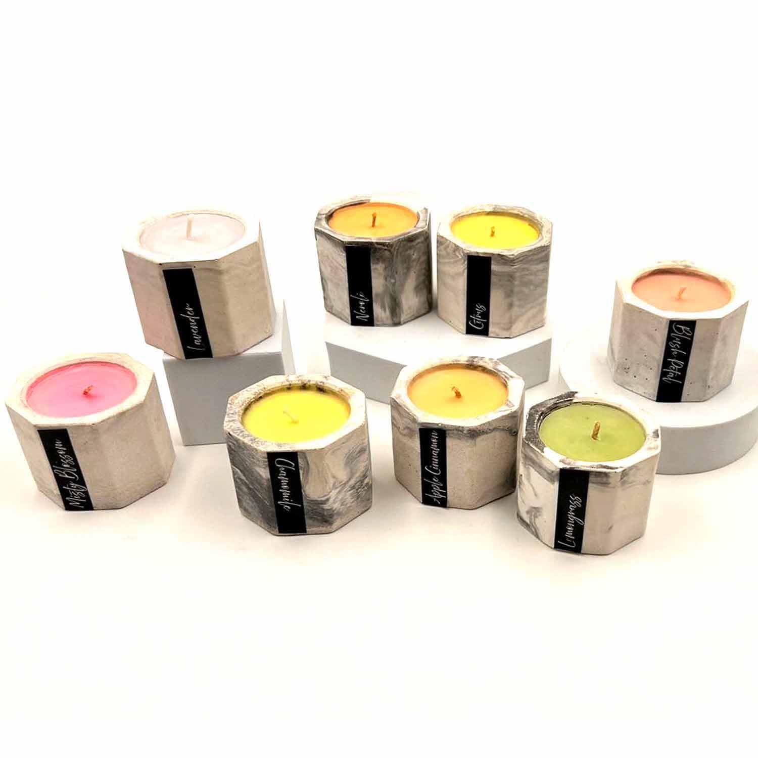Luxury Soy Wax Cement Jar Candle Set – 8-Piece Golden Serenity Gift Box