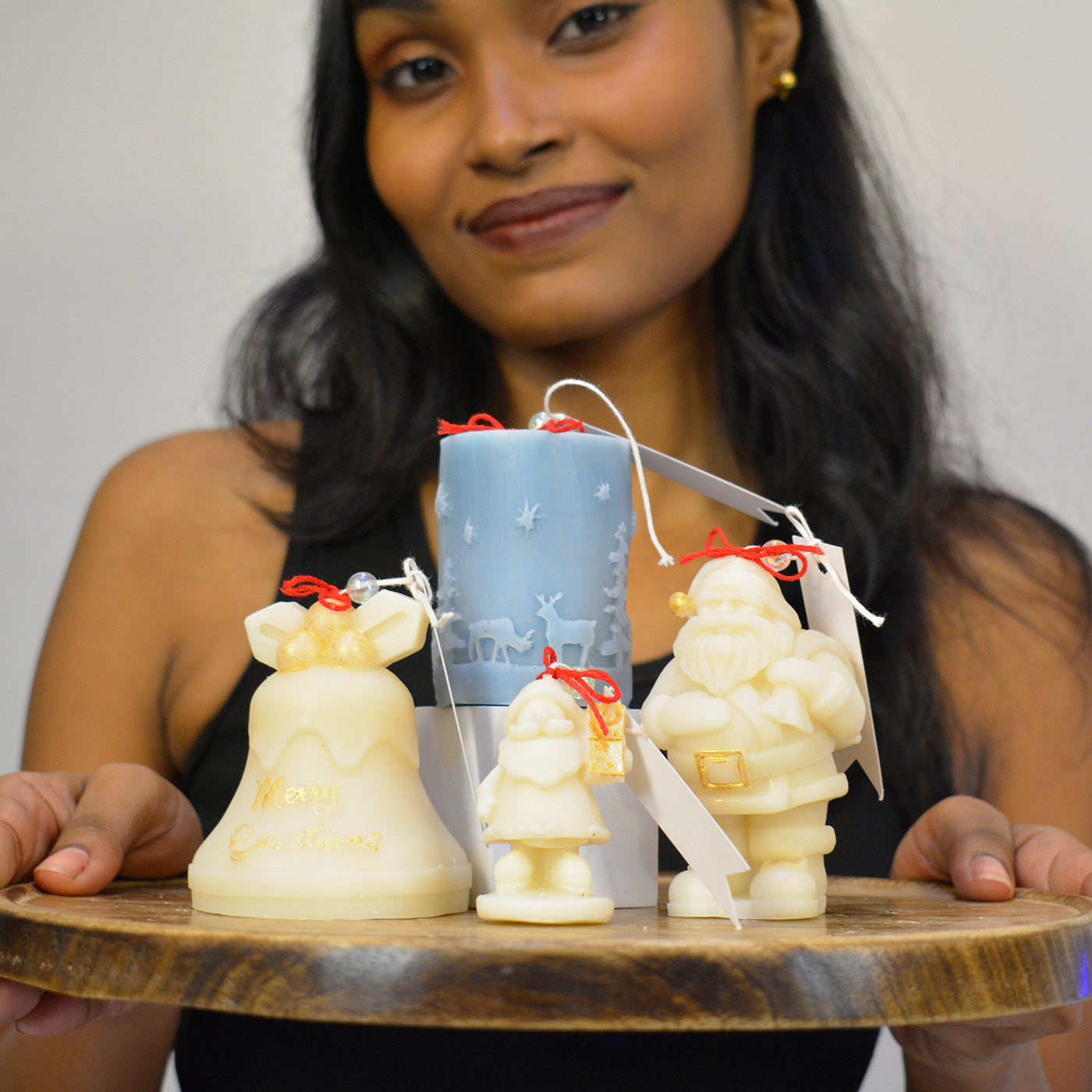 Christmas Soy Wax Lavender Chamomile Candle Set – Santa Reindeer Décor Gift