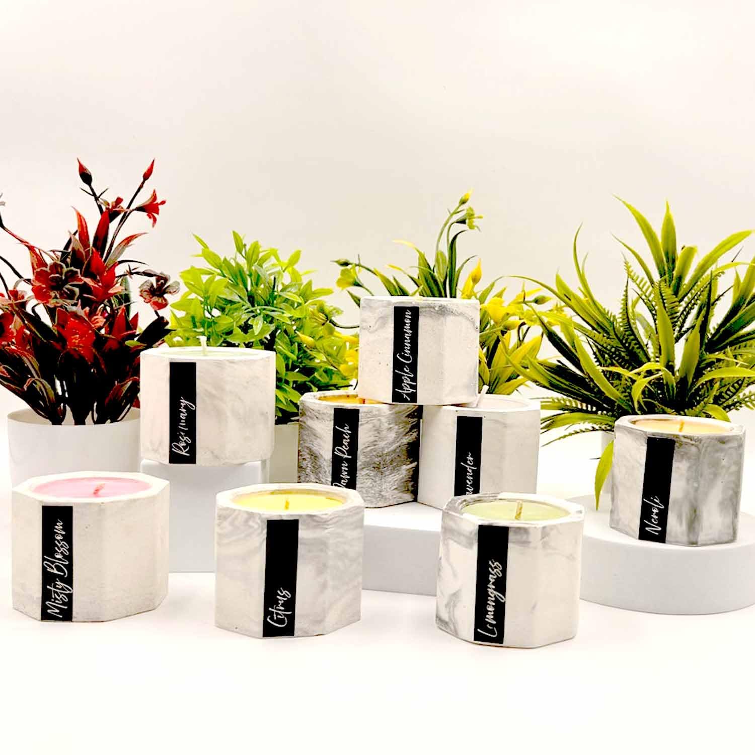 Long-Lasting Soy Wax Cement Jar Candle Set – 8 pcs Floral Citrus Gift Pack