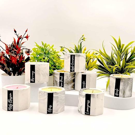 Premium Marble Jar Scented Candles – Natural Soy Wax, Aromatherapy Gift Set, Long-Lasting