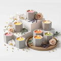 8 Pcs Petalwood Charm Soy Wax Concrete Container Tea Light Candle Set