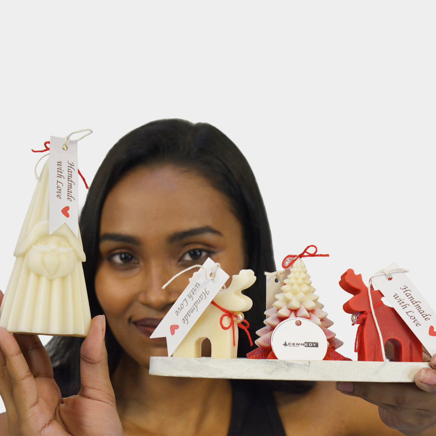 Handmade Christmas Candles Set Lavender Chamomile Premium Gift