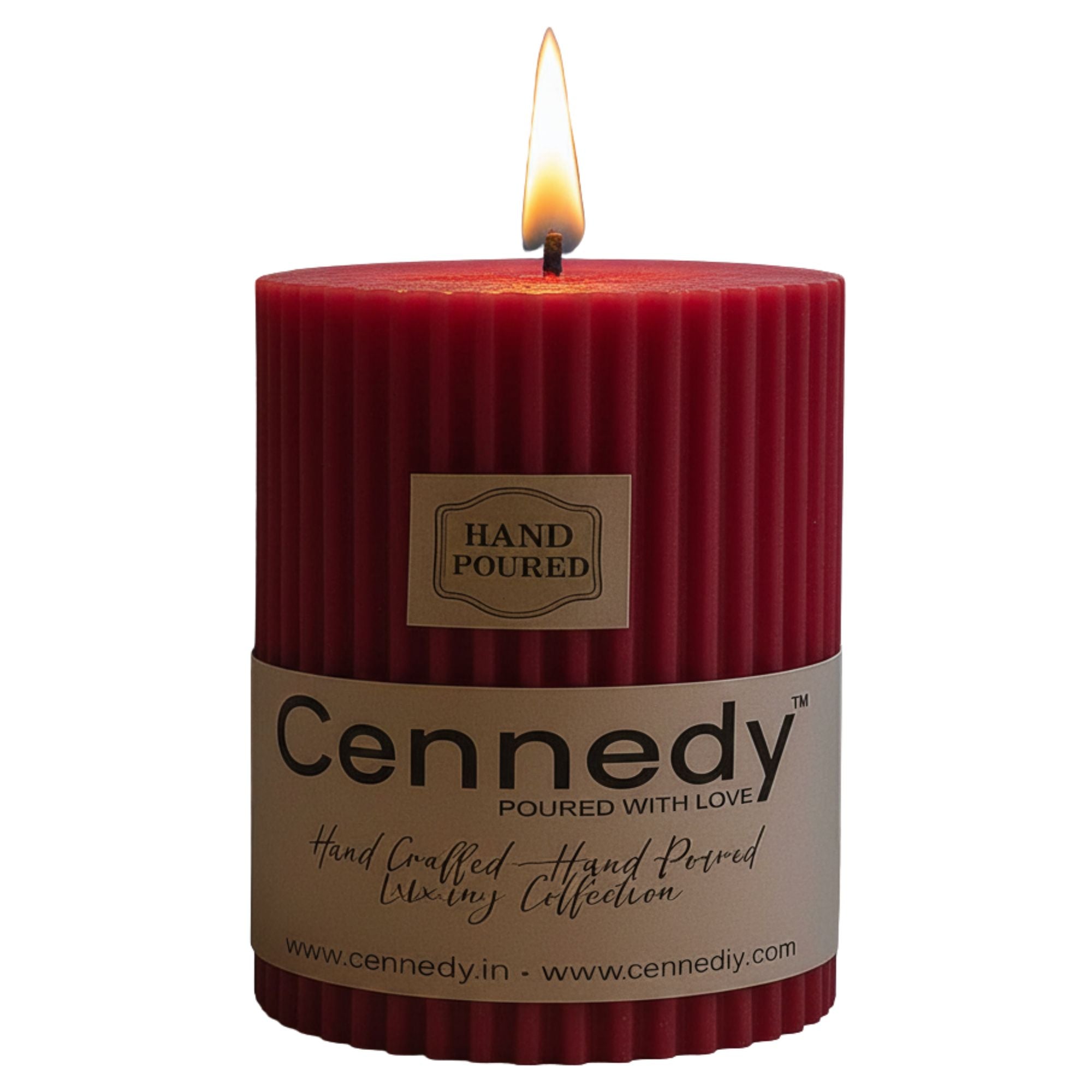 Hand-Poured Luxury Pillar Candle – Textured Ribbed Design for Home Décor