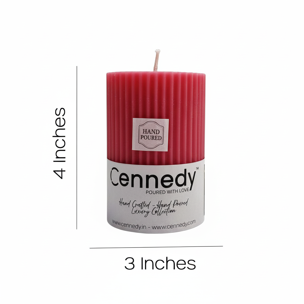 Hand-Poured Luxury Pillar Candle – Textured Ribbed Design for Home Décor