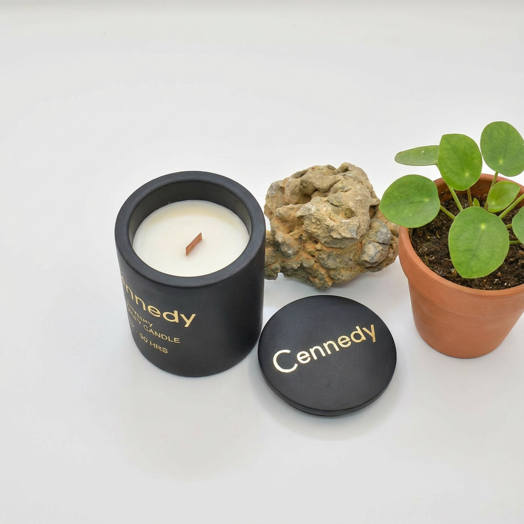 Coffe Vanilla Luxury Hand Crafted Scented Candle in Concrete Jar - 10 Oz