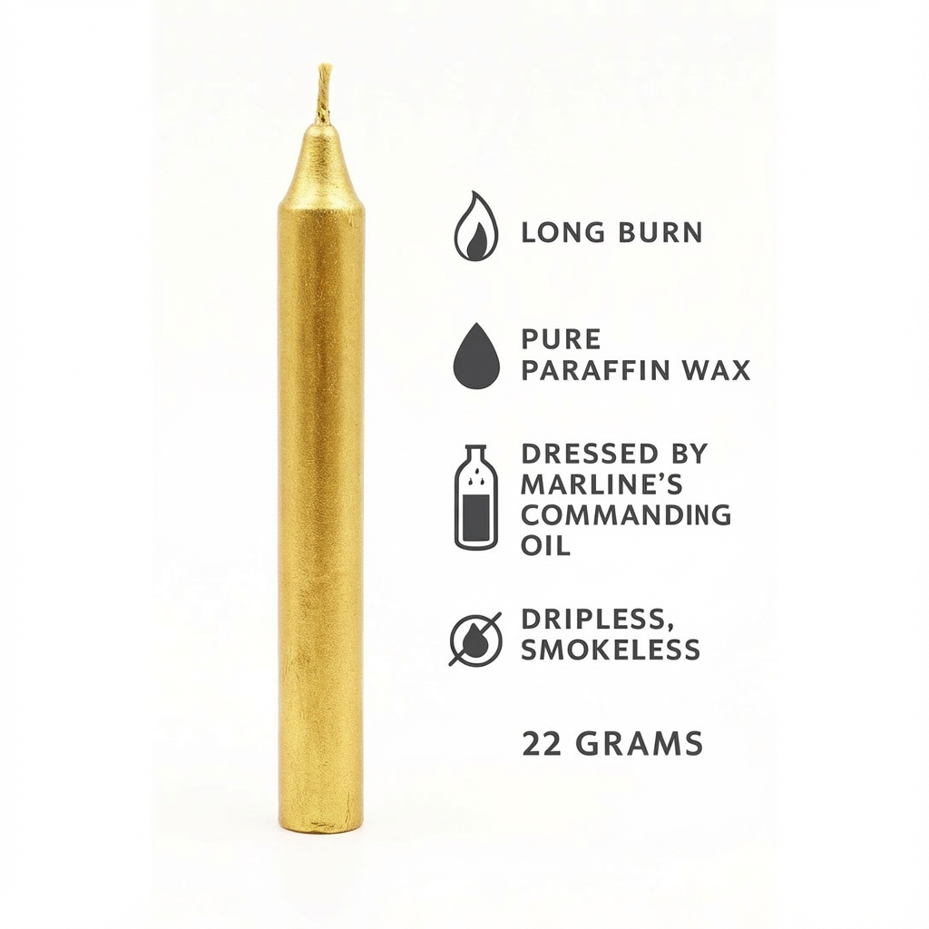 10 Pcs Hand Poured 6" Golden Candles  – For Spell / Pagan - Home Decor . Export Quality