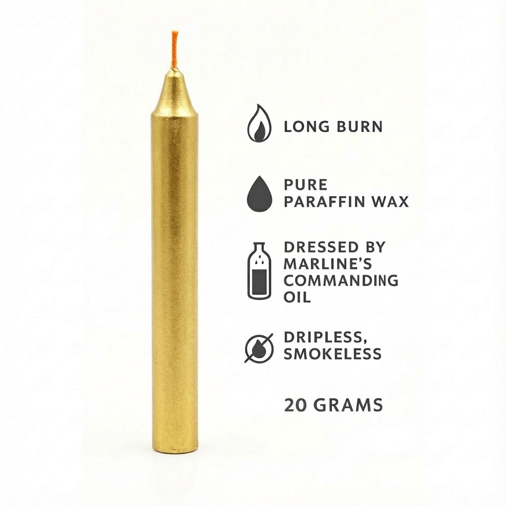 21 Pcs Hand crafted 6" Gold Candles  – For Spell / Pagan, Witch Craft, Conjure, Rootwork