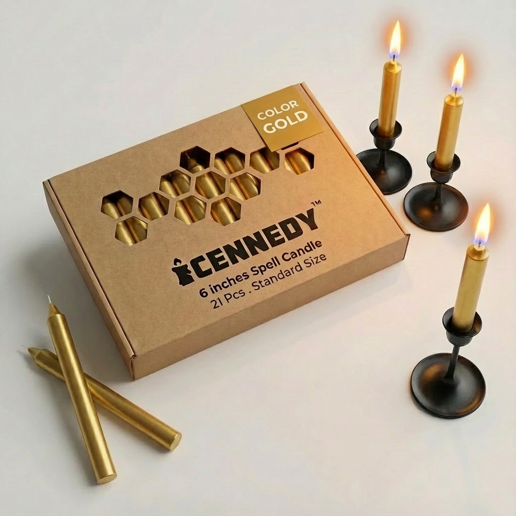 21 Pcs Hand crafted 6" Gold Candles  – For Spell / Pagan, Witch Craft, Conjure, Rootwork