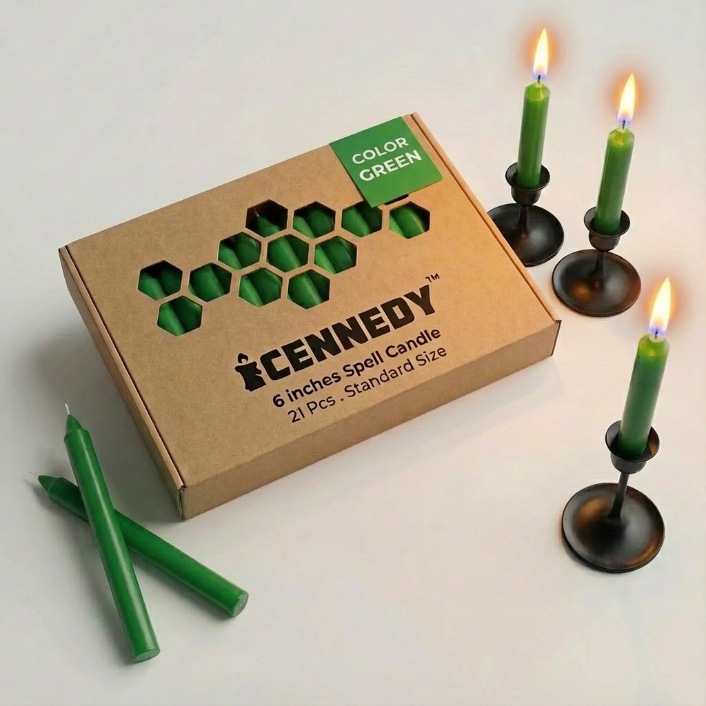 21 Pcs Hand Poured 6" Green Candles  – For Spell / Pagan, Witch Craft, Conjure, Rootwork