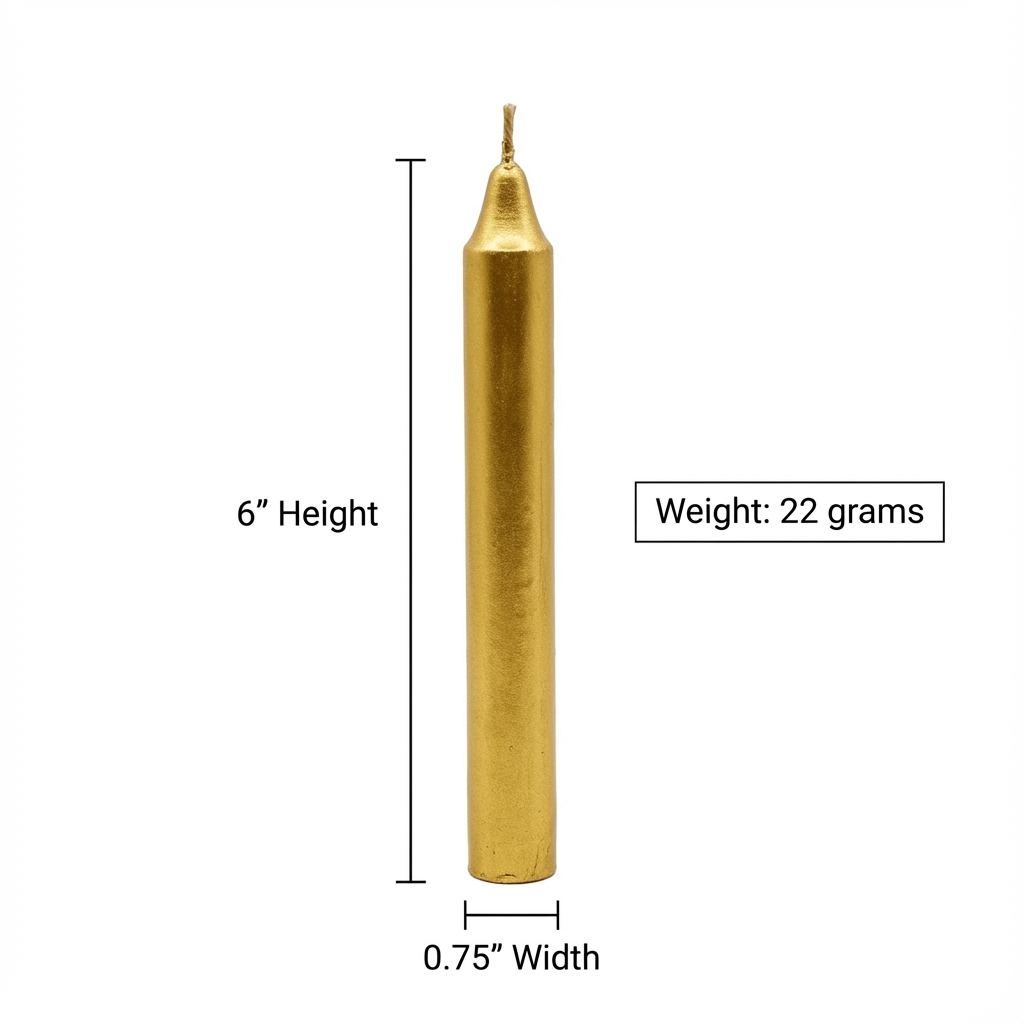 10 Pcs Hand Poured 6" Golden Candles  – For Spell / Pagan - Home Decor . Export Quality