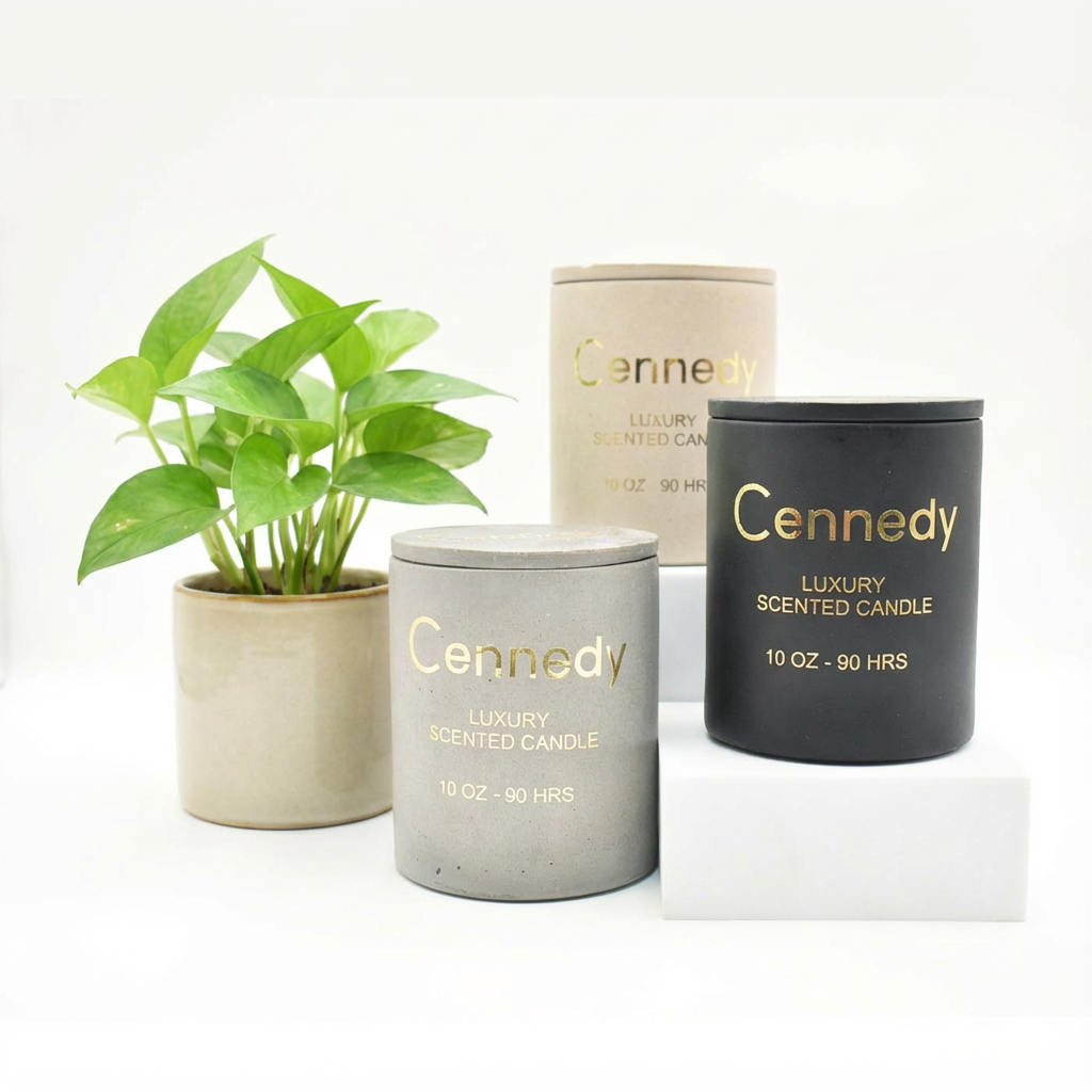 Coffe Vanilla Luxury Hand Crafted Scented Candle in Concrete Jar - 10 Oz