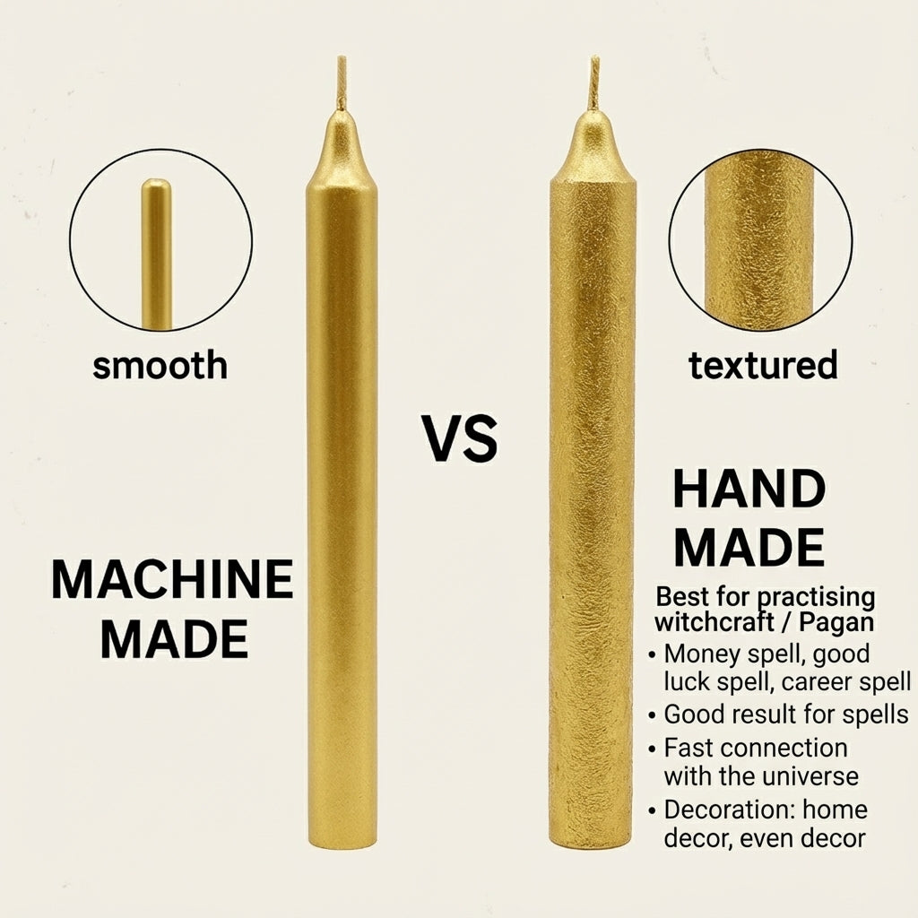 21 Pcs Hand crafted 6" Gold Candles  – For Spell / Pagan, Witch Craft, Conjure, Rootwork