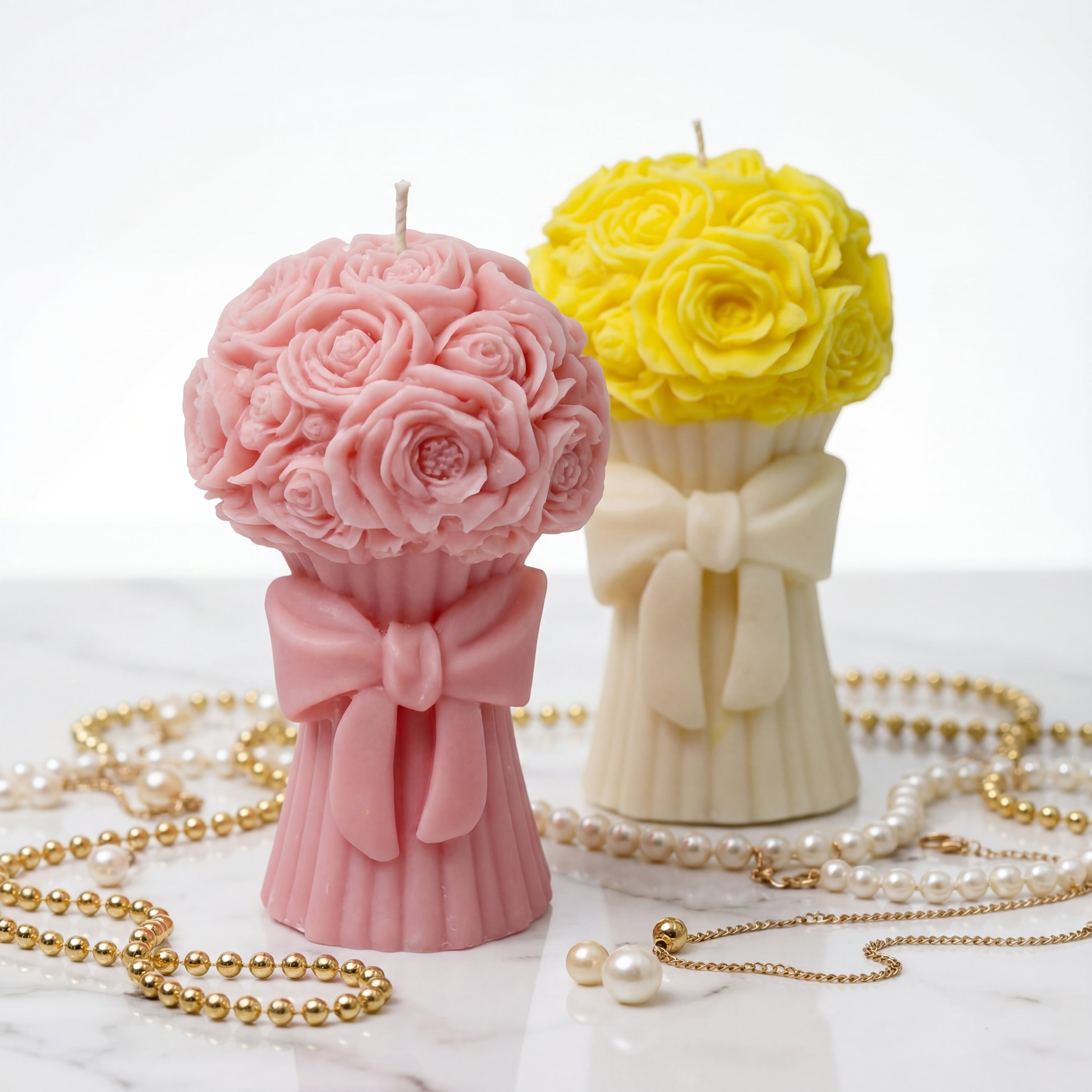 Aromatic Rose Pair , Flower Bouquet Aromatherapy Candles