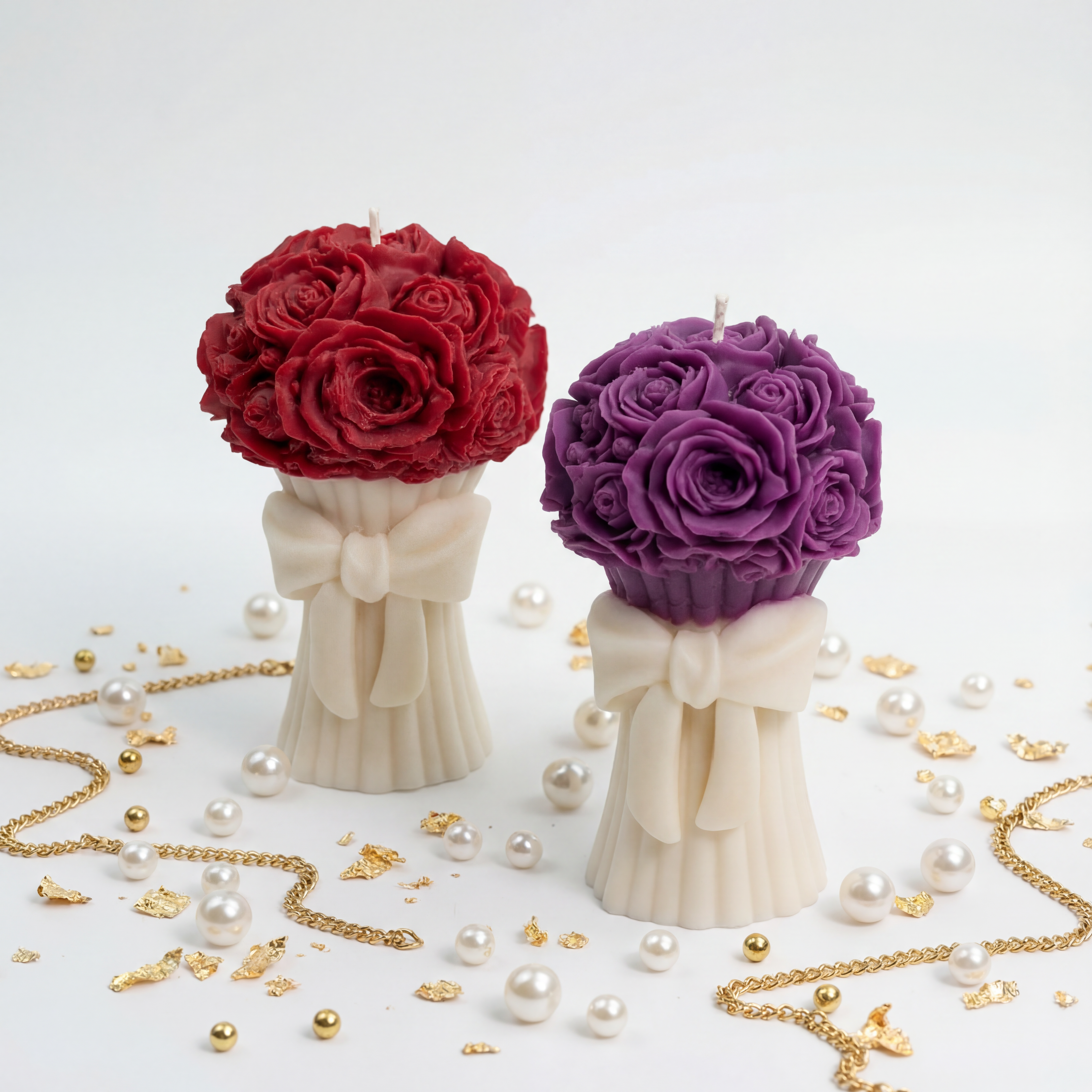 Aromatic Rose Pair , Flower Bouquet Aromatherapy Candles