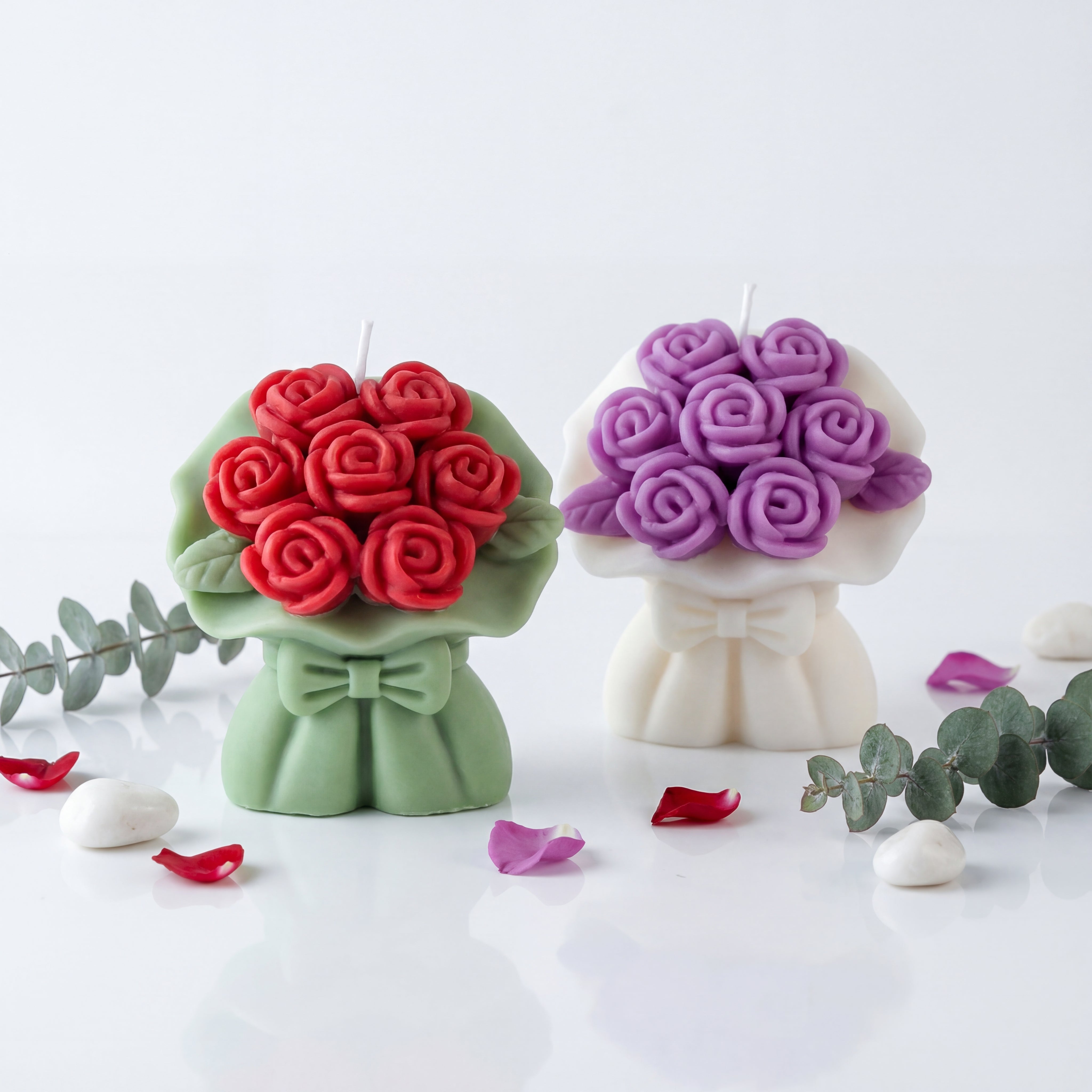 2 PCS Rose Bouquet Candle , Aromatic Fragrance , Pure Soy Wax