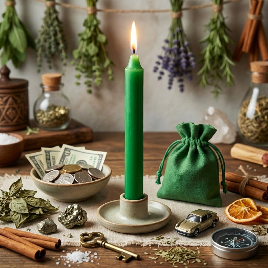 21 Pcs Hand Poured 6" Green Candles  – For Spell / Pagan, Witch Craft, Conjure, Rootwork