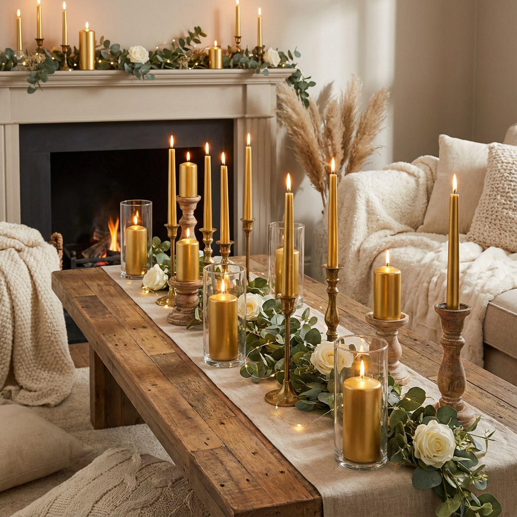 10 Pcs Hand Poured 6" Golden Candles  – For Spell / Pagan - Home Decor . Export Quality