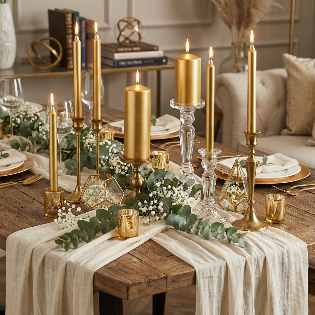 10 Pcs Hand Poured 6" Golden Candles  – For Spell / Pagan - Home Decor . Export Quality