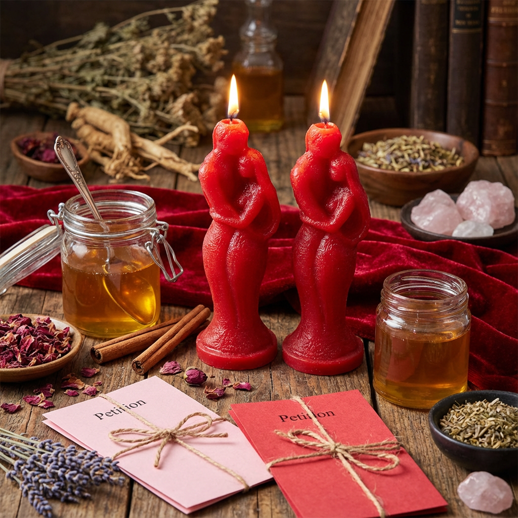 Red Couple Candles, Pack Of 2 , Perfect Uses For Hoodoo , Love Spell Tradition