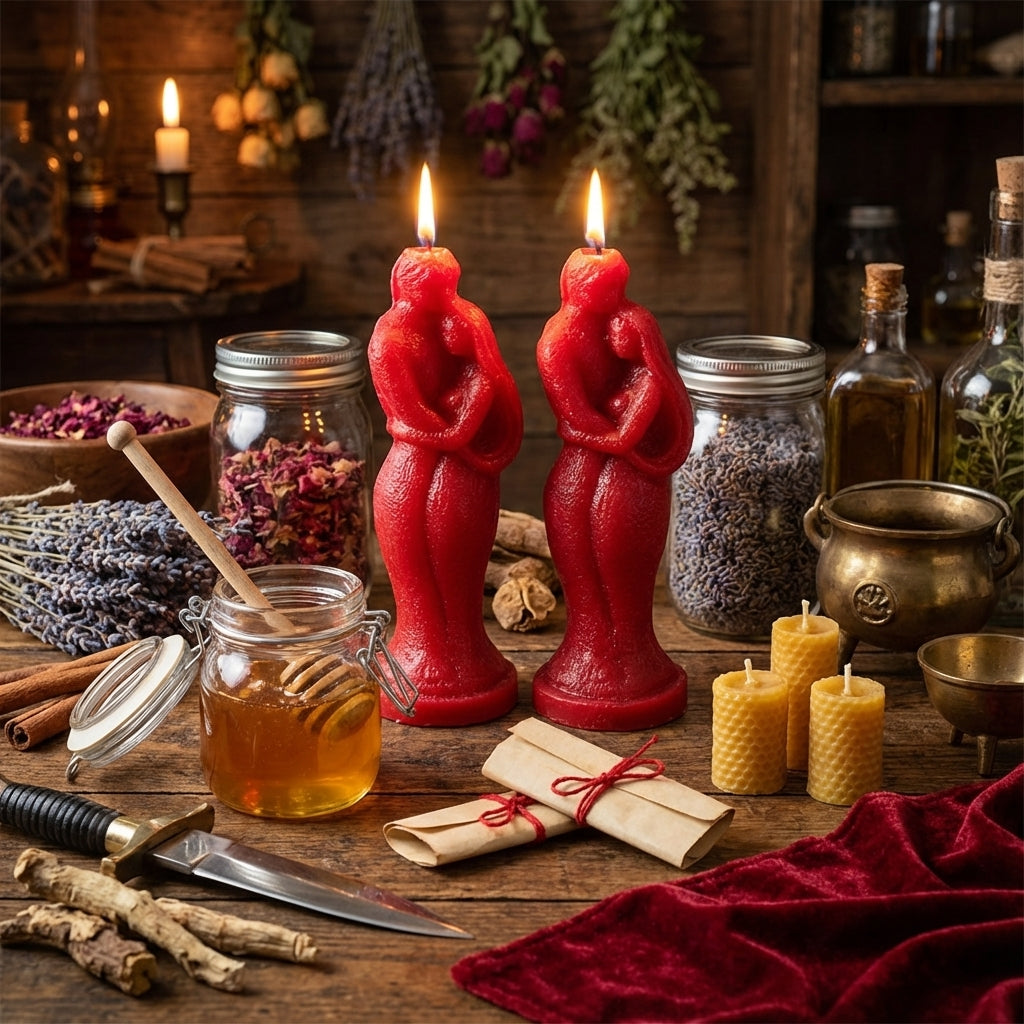 Red Couple Candles, Pack Of 2 , Perfect Uses For Hoodoo , Love Spell Tradition