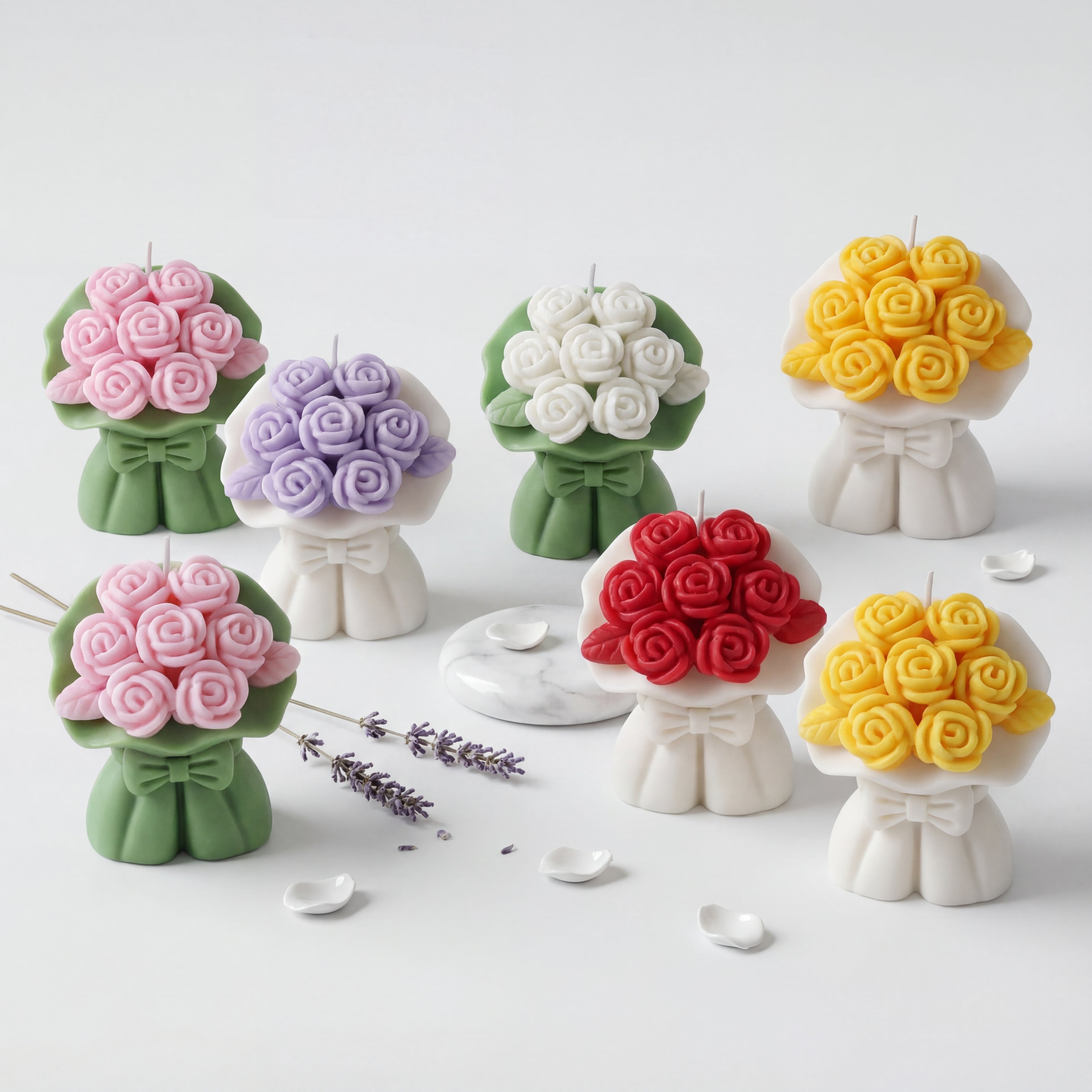 2 PCS Rose Bouquet Candle , Aromatic Fragrance , Pure Soy Wax