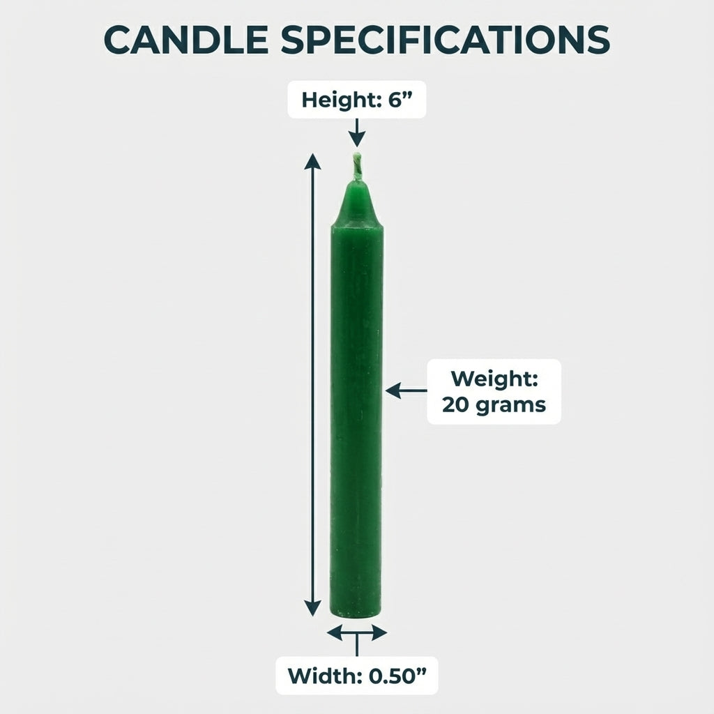 21 Pcs Hand Poured 6" Green Candles  – For Spell / Pagan, Witch Craft, Conjure, Rootwork