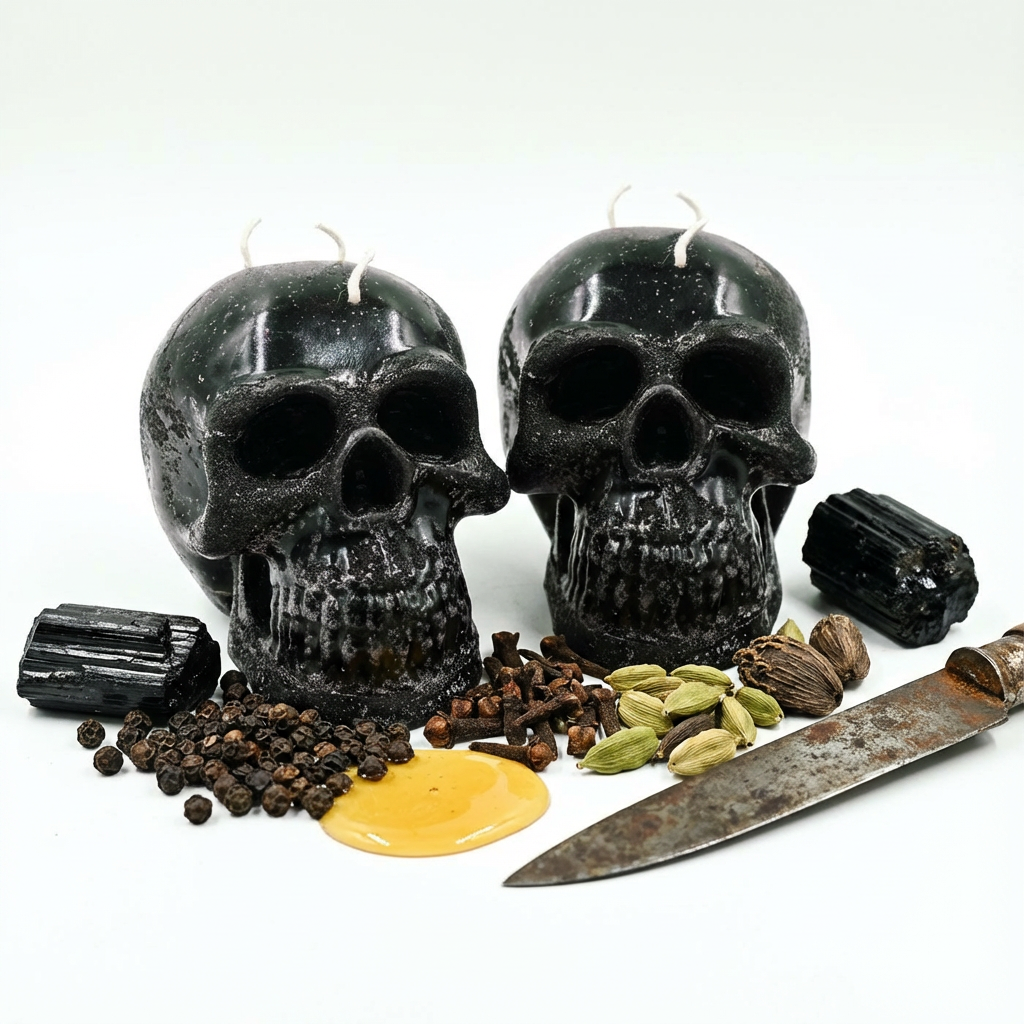 Skull Candles Pair – Unique Gothic Decorative Candles for Home,Spell & Theme Décor