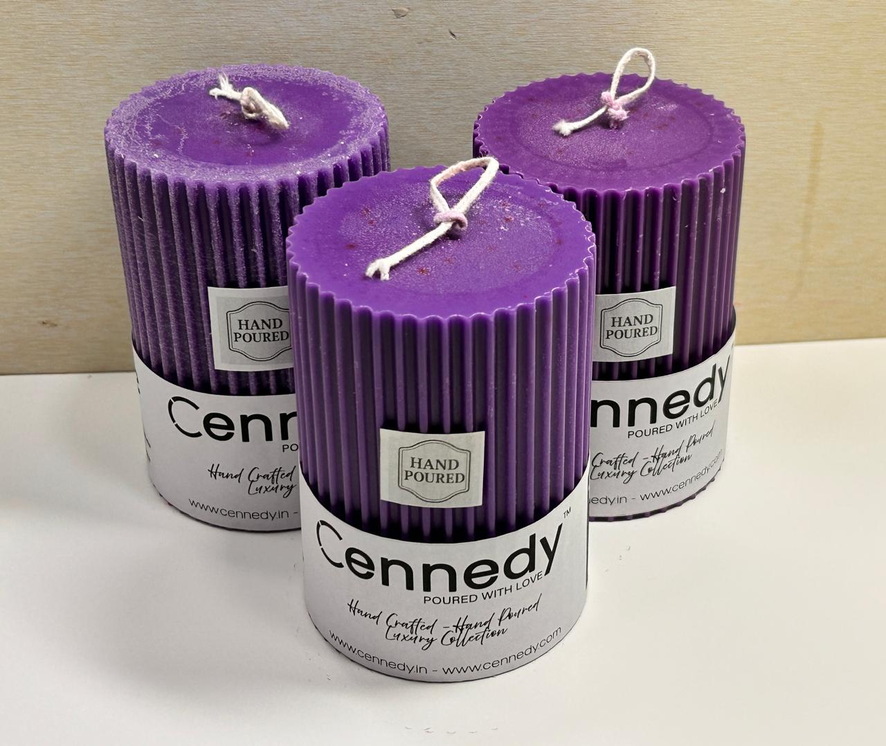 Hand-Poured Luxury Purple Pillar Candle | Artisanal Design | Premium Home Décor