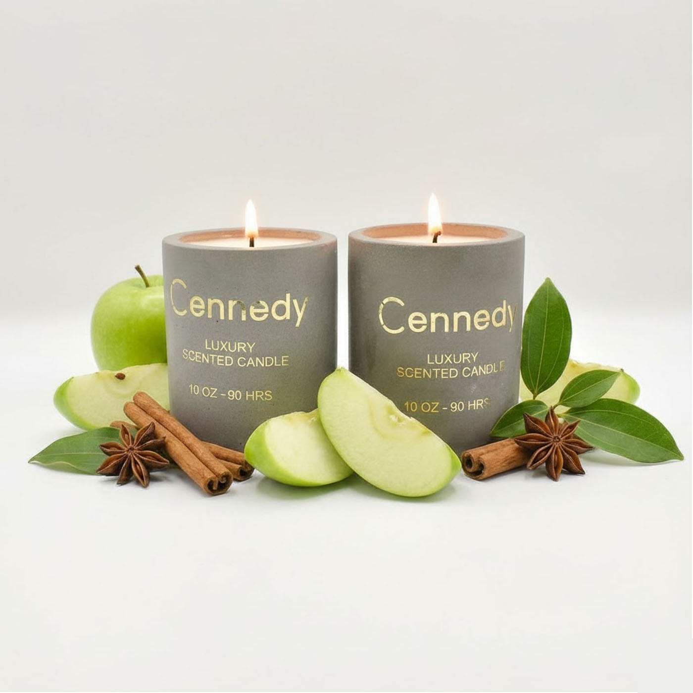 Apple Cinnamon Aromatic Hand Crafted Scented Candle in Concrete Jar