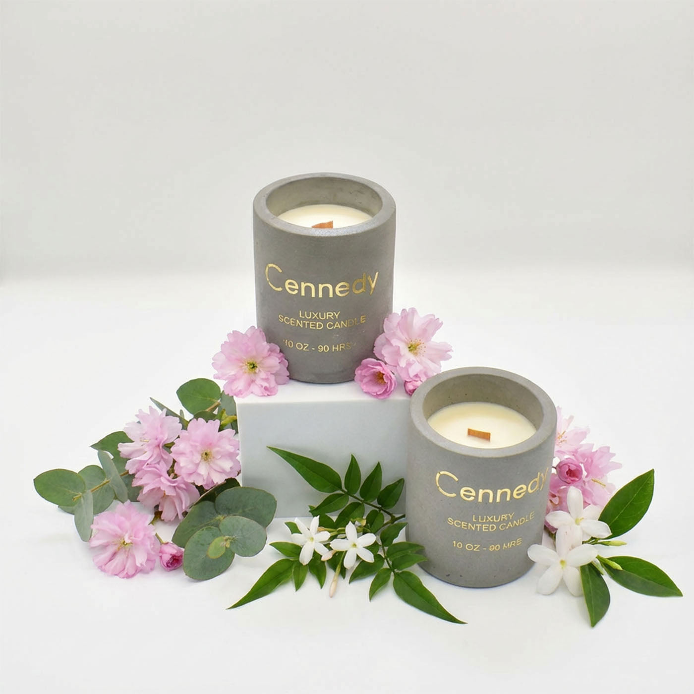 Aromatic Blossom Hand Crafted  Scented Candle in Concrete Jar
