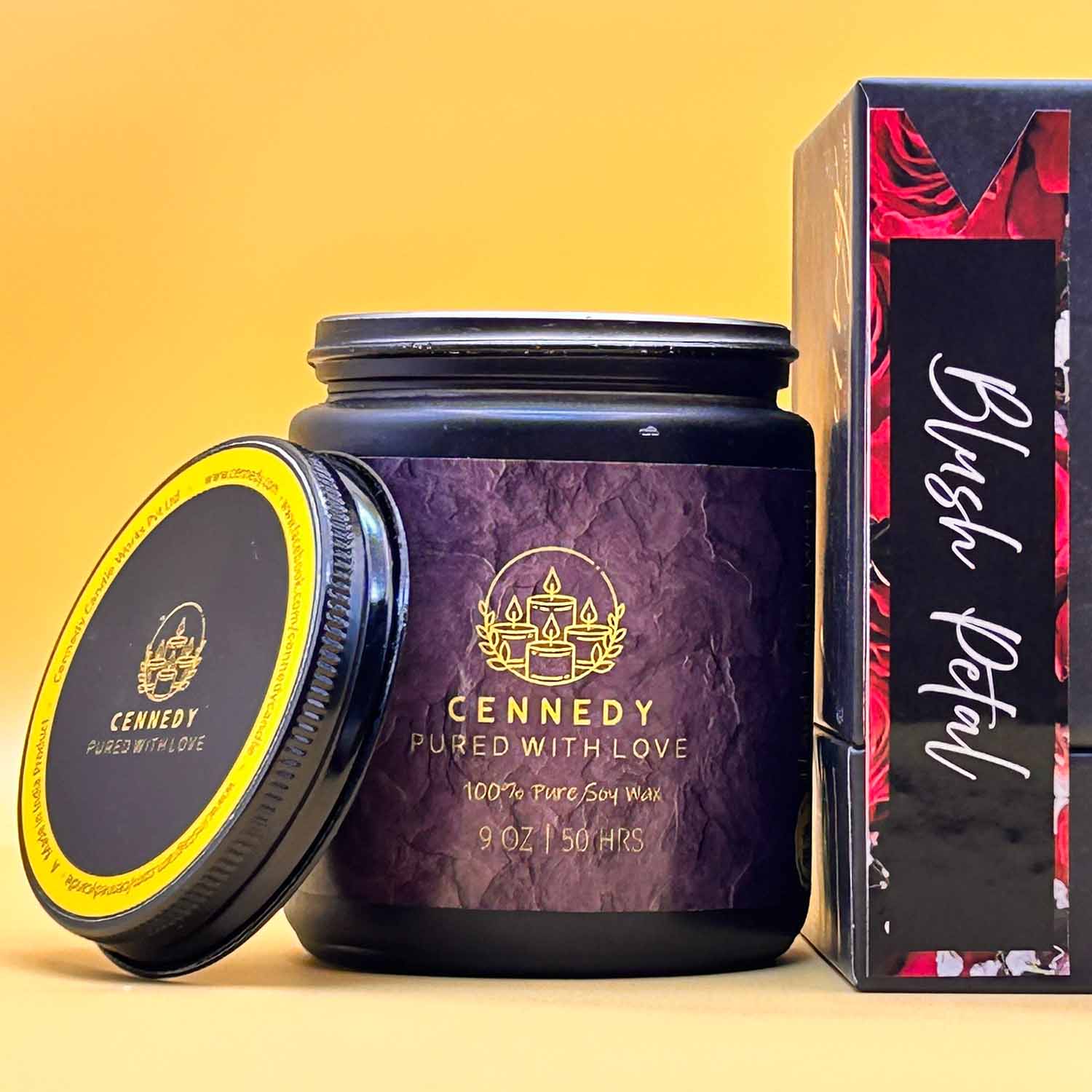 Blush Petal Rose jar candle, round shaped, rose-fragrance meditation gift.