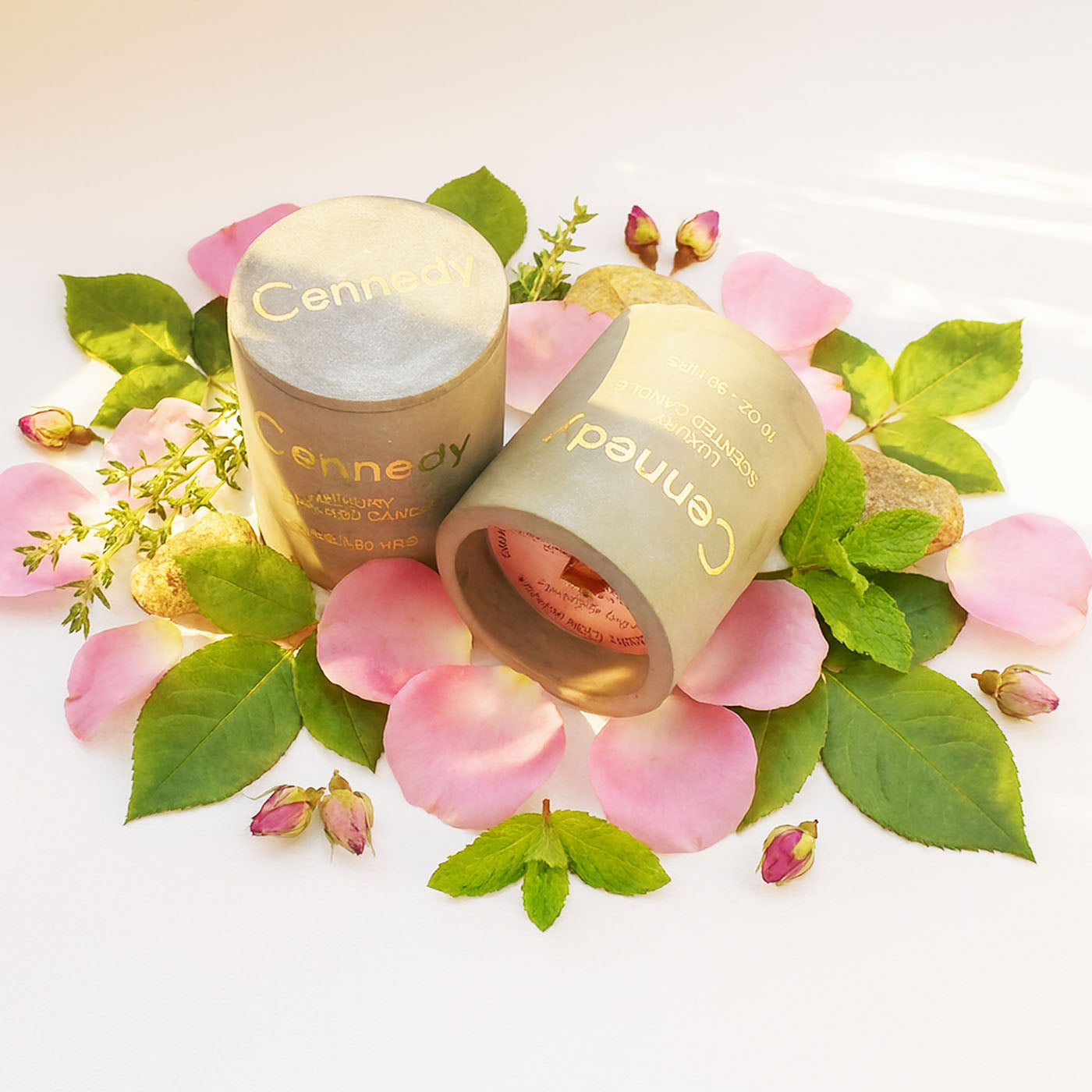 Petal Rose Aromatic Hand Crafted Scented Candle in Concrete Jar