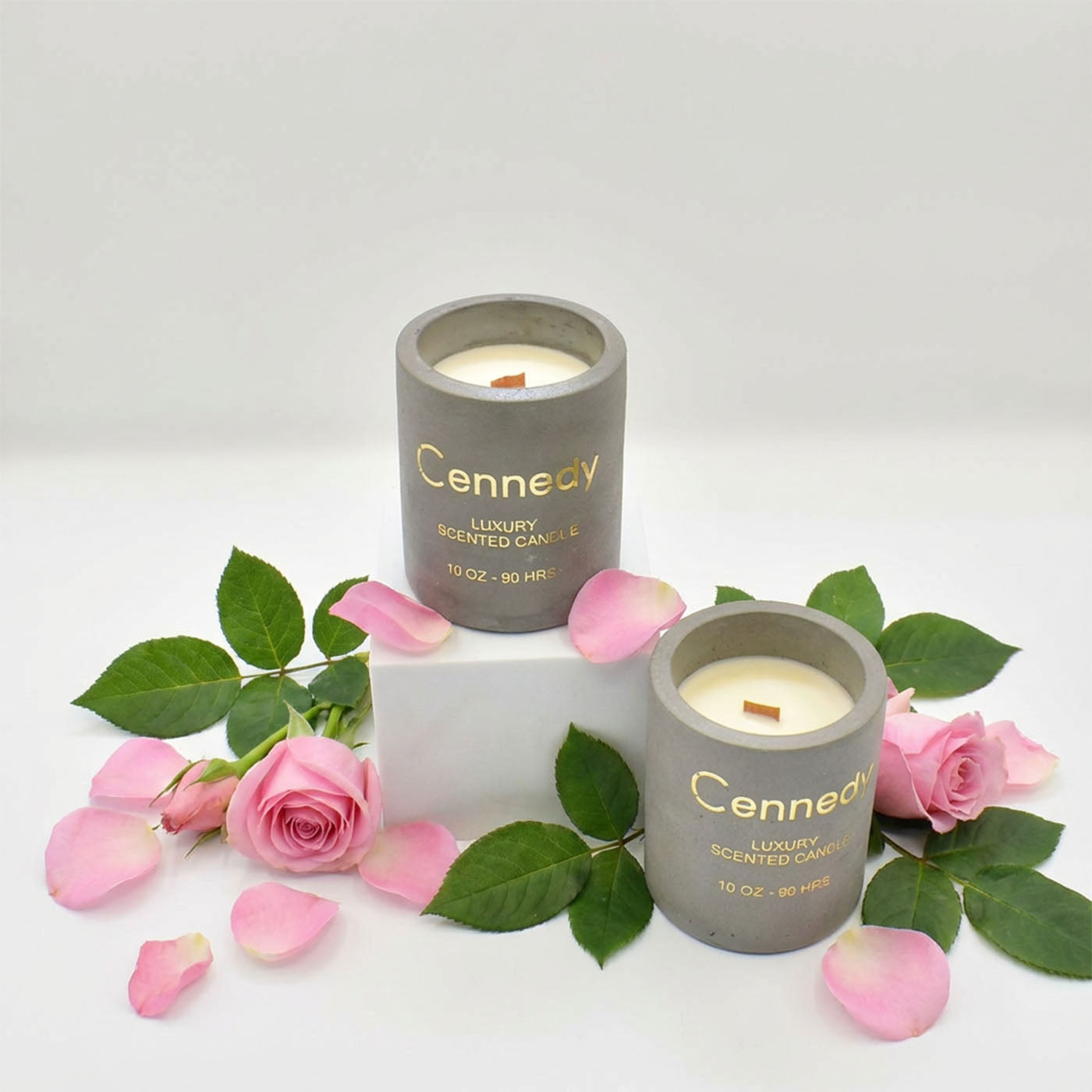Petal Rose Aromatic Hand Crafted Scented Candle in Concrete Jar
