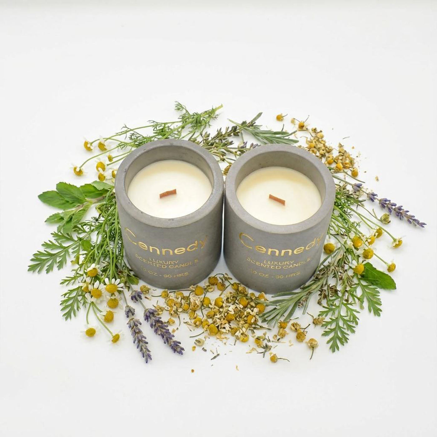Dreamy Chamomile Aromatic Hand Crafted Scented Candle in Concrete Jar