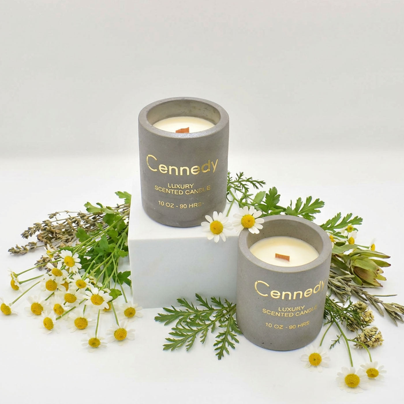 Dreamy Chamomile Aromatic Hand Crafted Scented Candle in Concrete Jar