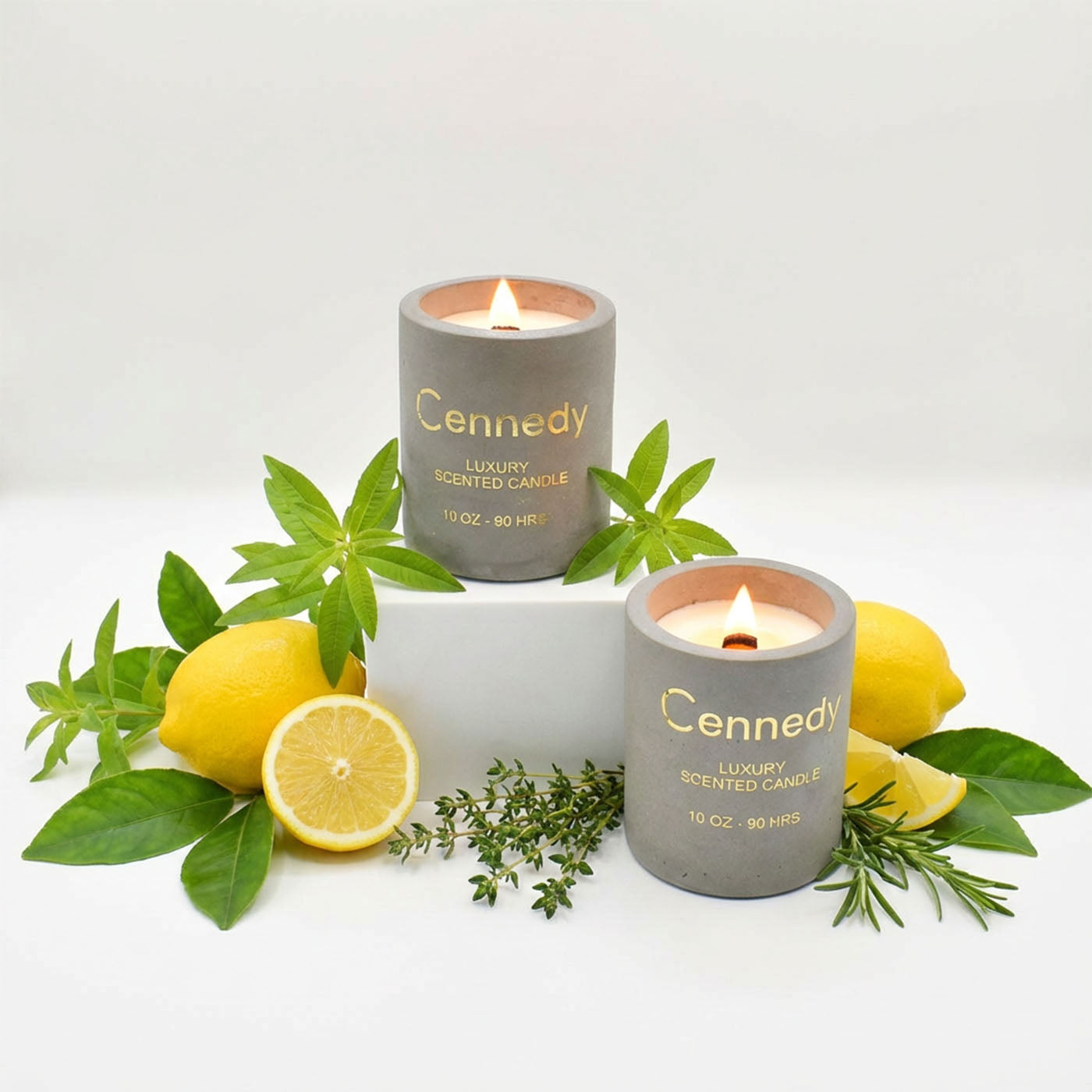 Citrus Lemon Aromatic Hand Crafted Scented Candle in Concrete Jar