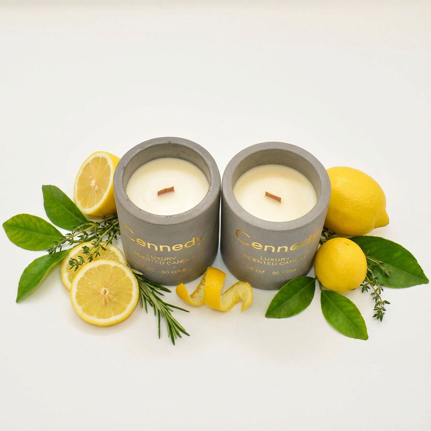 Citrus Lemon Aromatic Hand Crafted Scented Candle in Concrete Jar